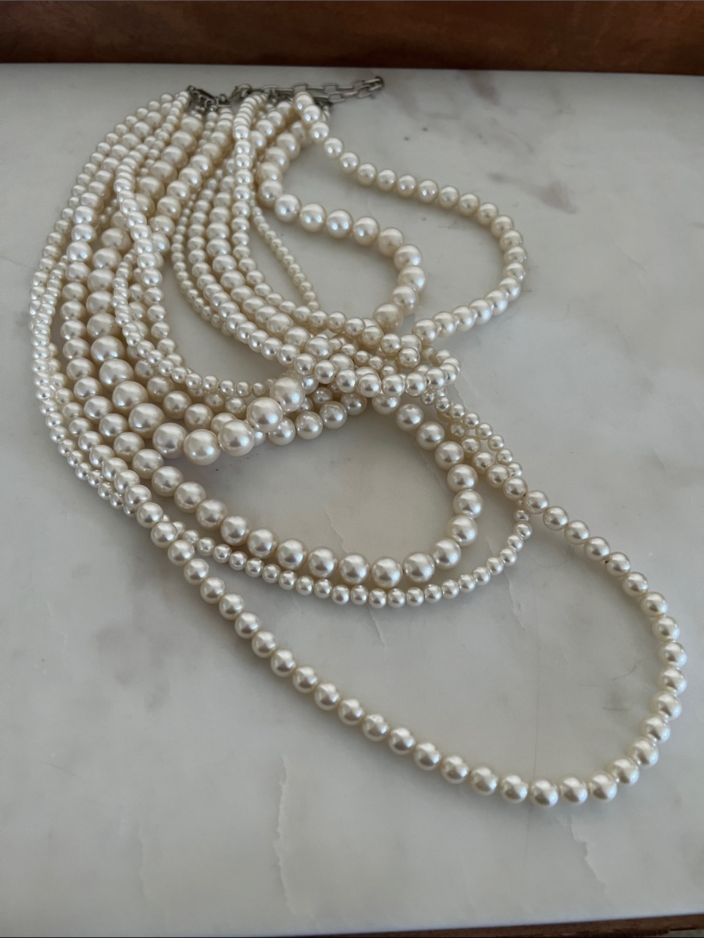 Classic White Pearl Multi-Strand Necklace